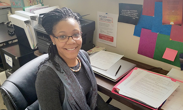 a person sitting at a desk